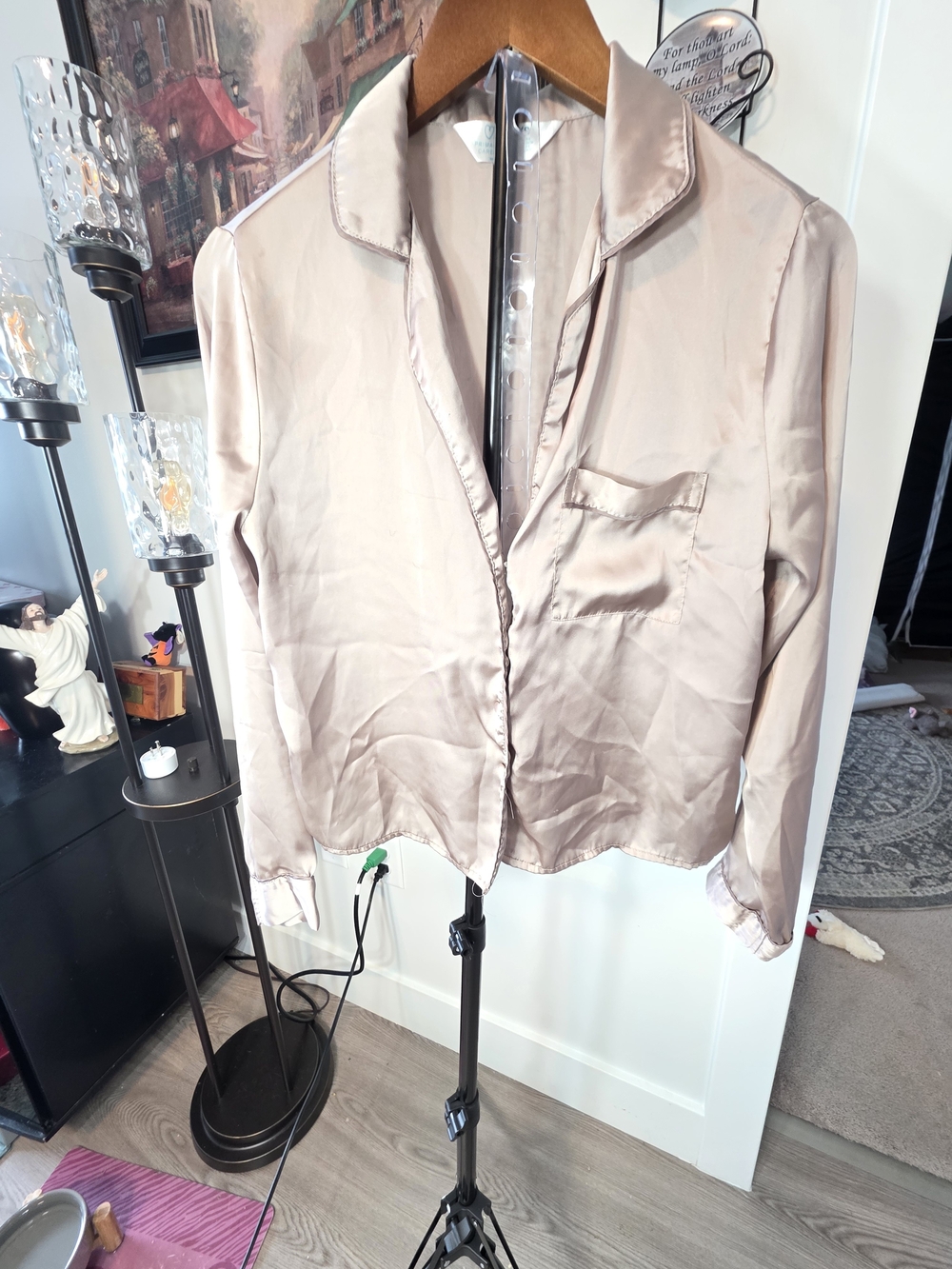 Satin wide-leg pants And Top, champagne/taupe color